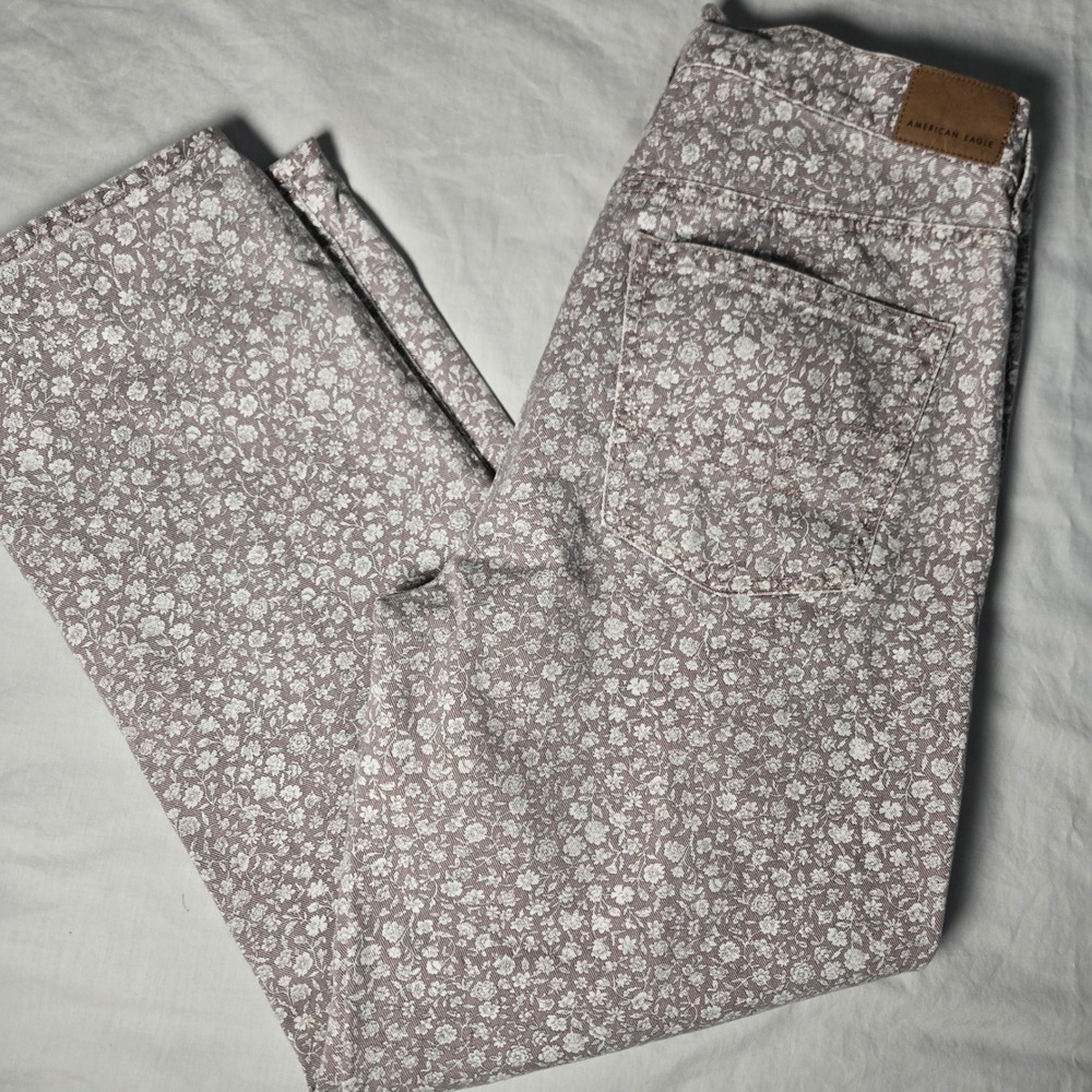 American Eagle Jeans Floral 90's Straight Denim Pants 10 Short